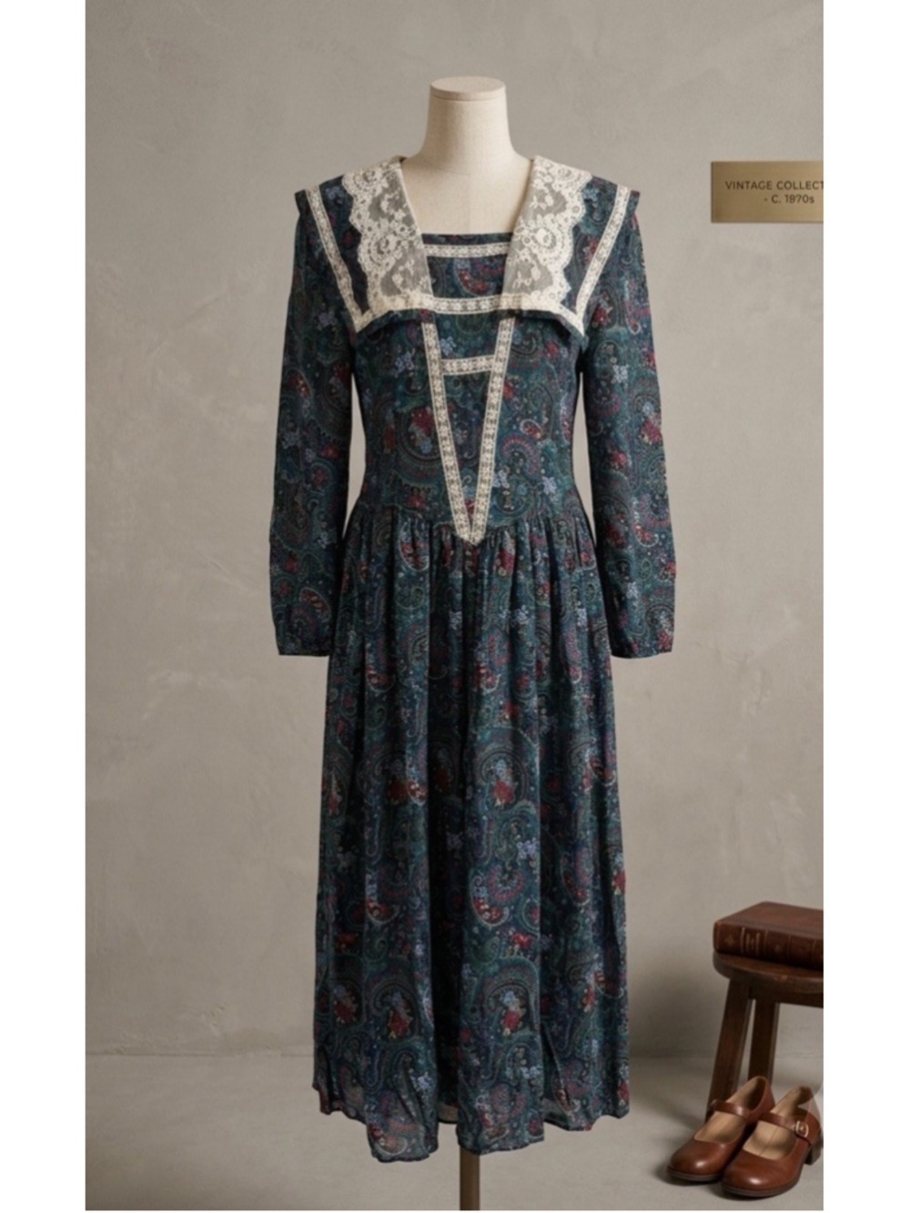 Vintage Gunne Sax Floral Maxi Dress 11 Jessica McClintock Boho Peasant Prairie
